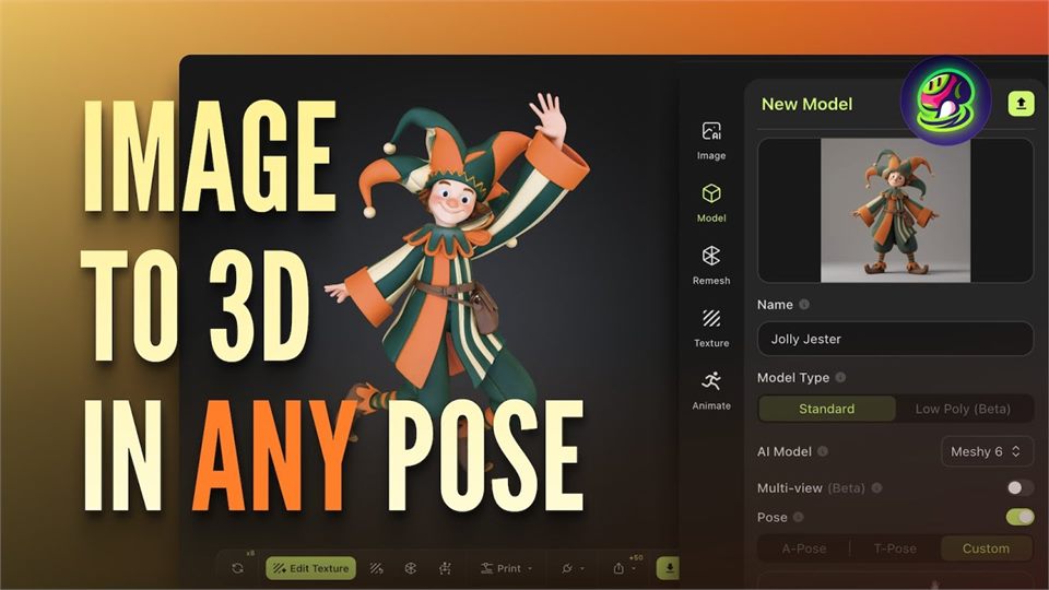 Image-to-3D character modeling video preview